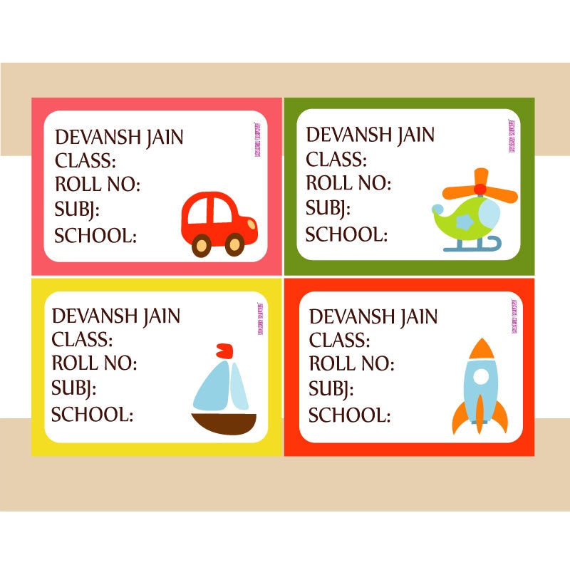 Personalised School Book Labels – Toy, Pack of 36