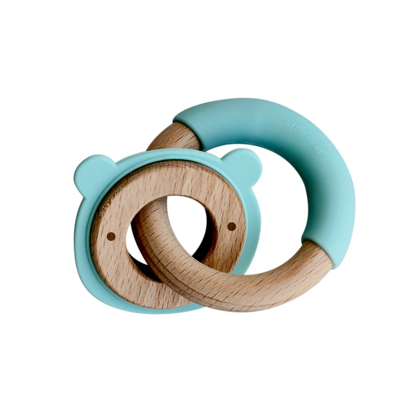 Wood Critter & Ring Teether – Blue