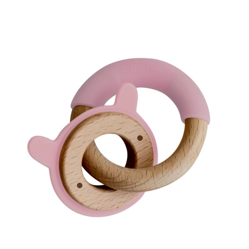 Wood Critter & Ring Teether – Pink