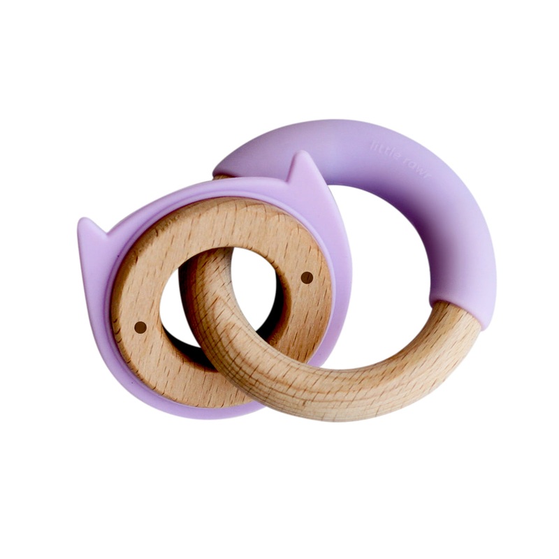 Wood Critter & Ring Teether – Purple