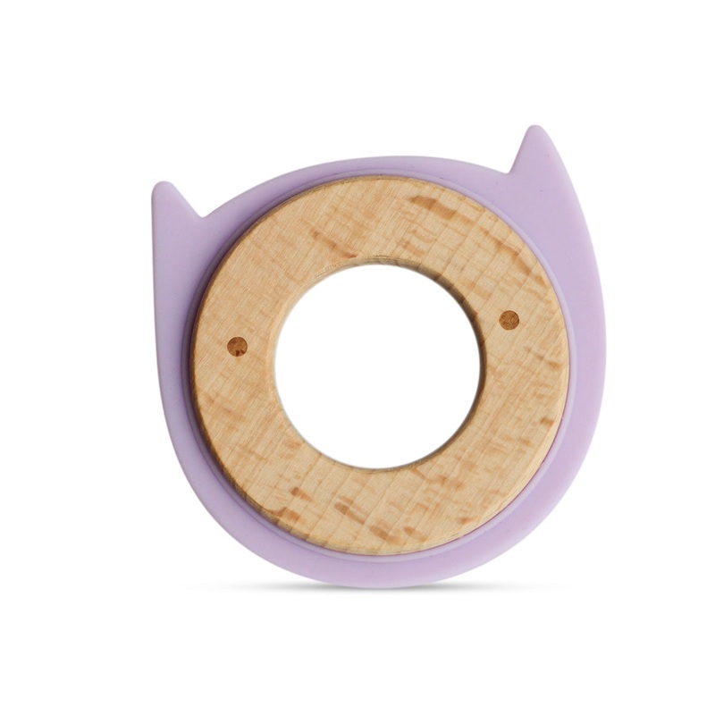 Wood + Silicone Disc Teether Toy – Purple