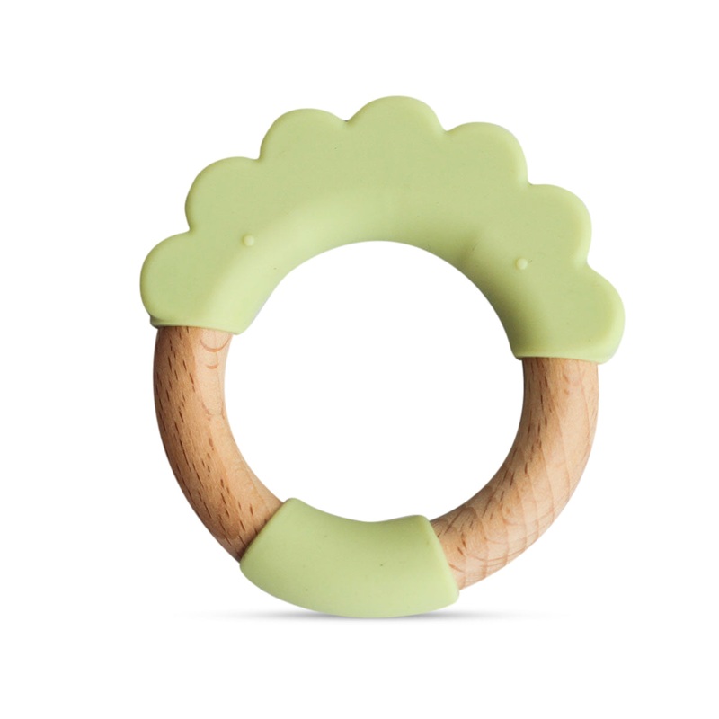 Wood + Silicone Teether Ring – Green