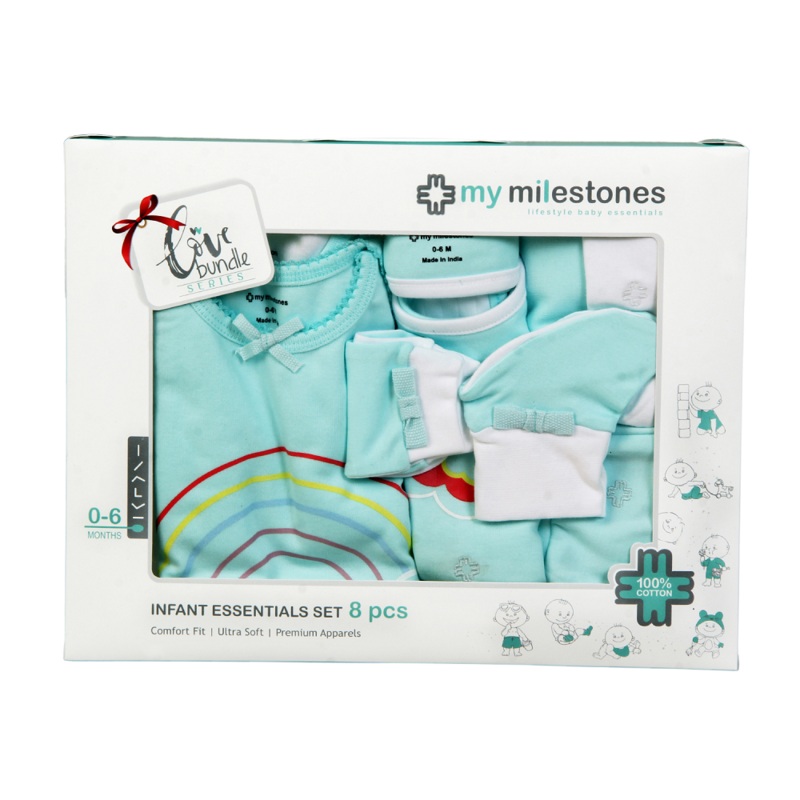Infant Essentials Gift Set – Aqua, Set of 8