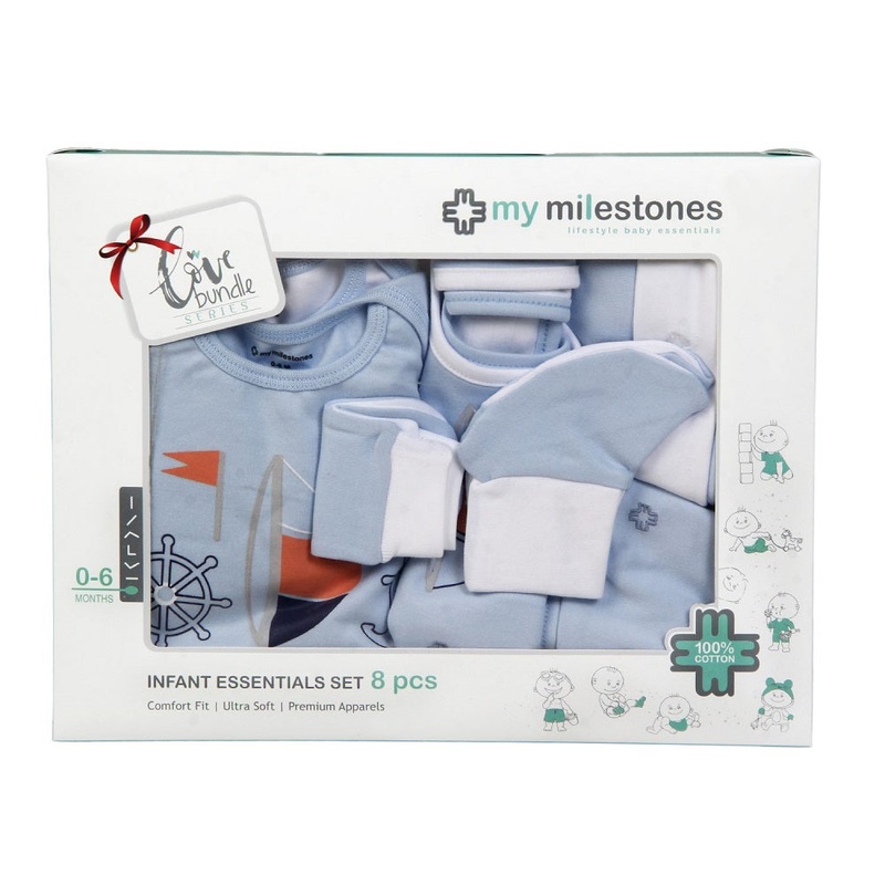 Infant Essentials Gift Set – Blue, Set of 8