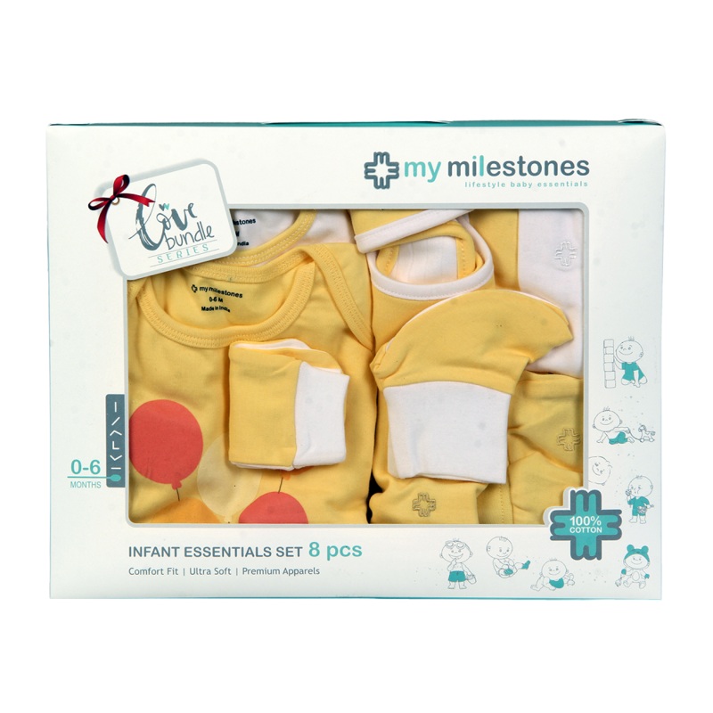 Infant Essentials Gift Set – Yellow, Set of 8