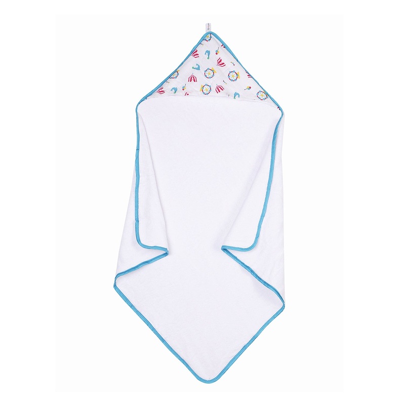 Infant Hooded Towel Wrap – Carnival White/Blue