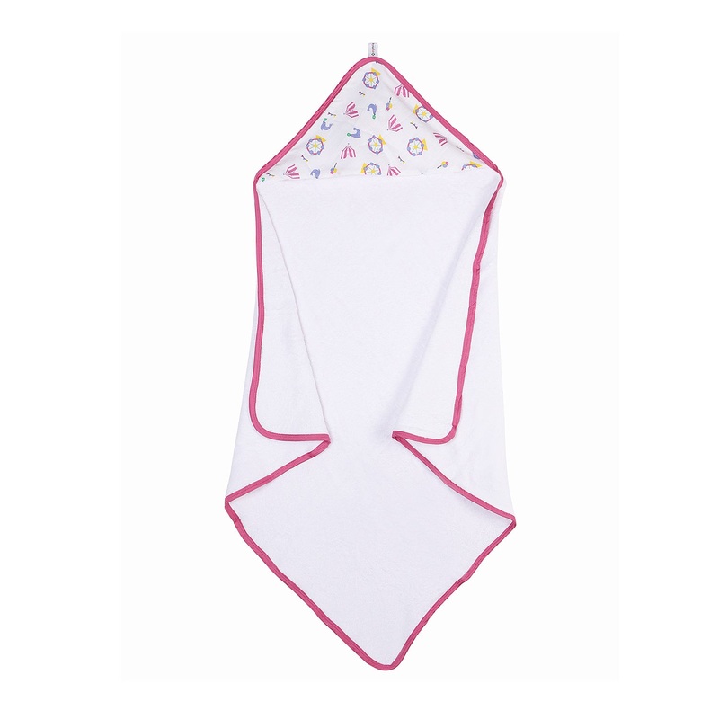Infant Hooded Towel Wrap – Carnival White/Pink