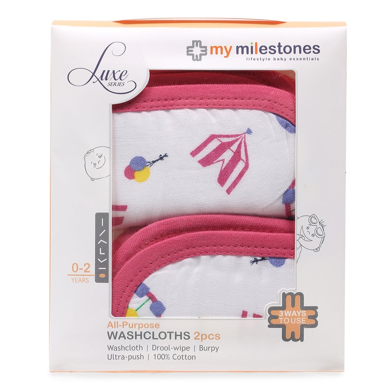 My Milestones Luxe all-purpose Washcloths 2pc Set – Carnival Pink
