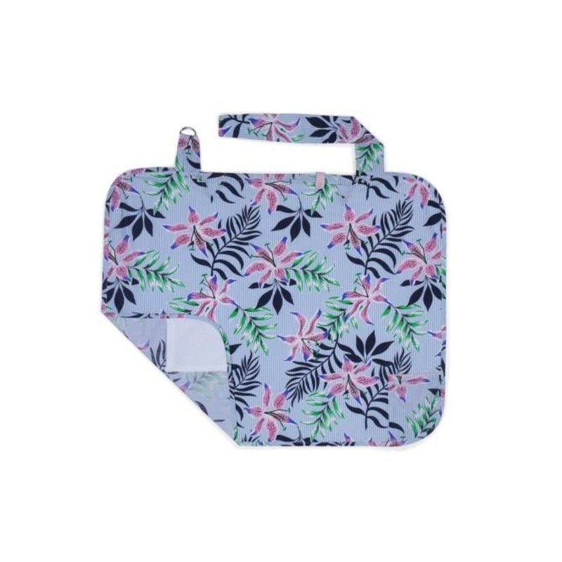 My Milestones Nursing Apron – Stripe Floral Blue