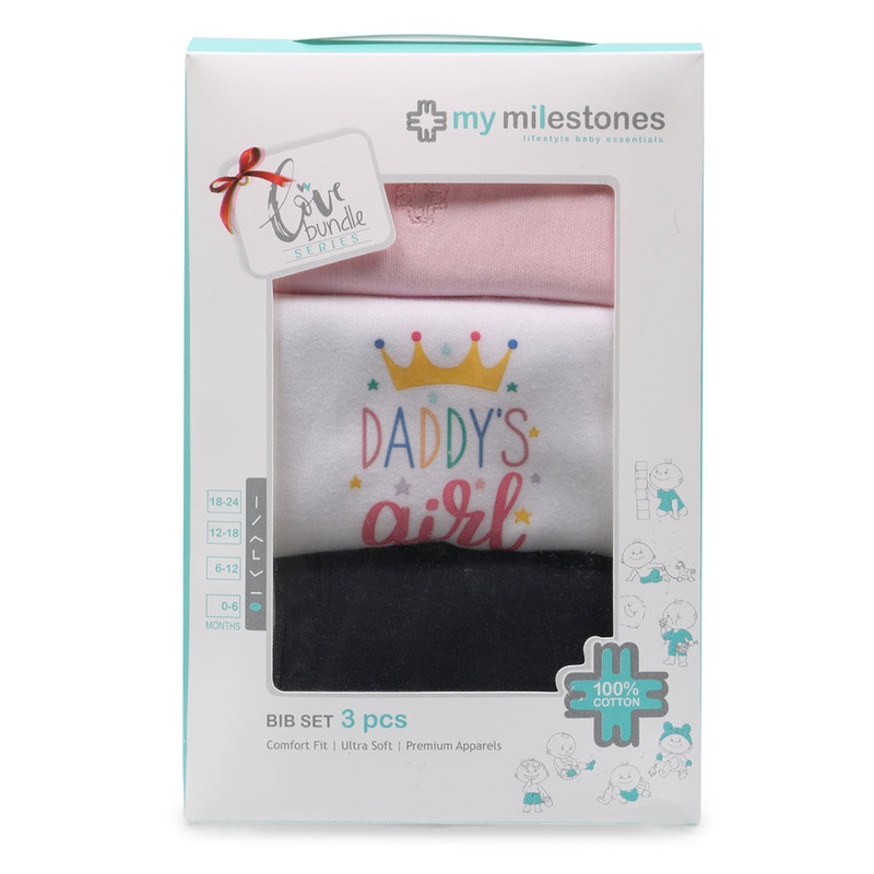 My MilestonesBibs Value Set 3 pcs – White / Pink / Navy Blue