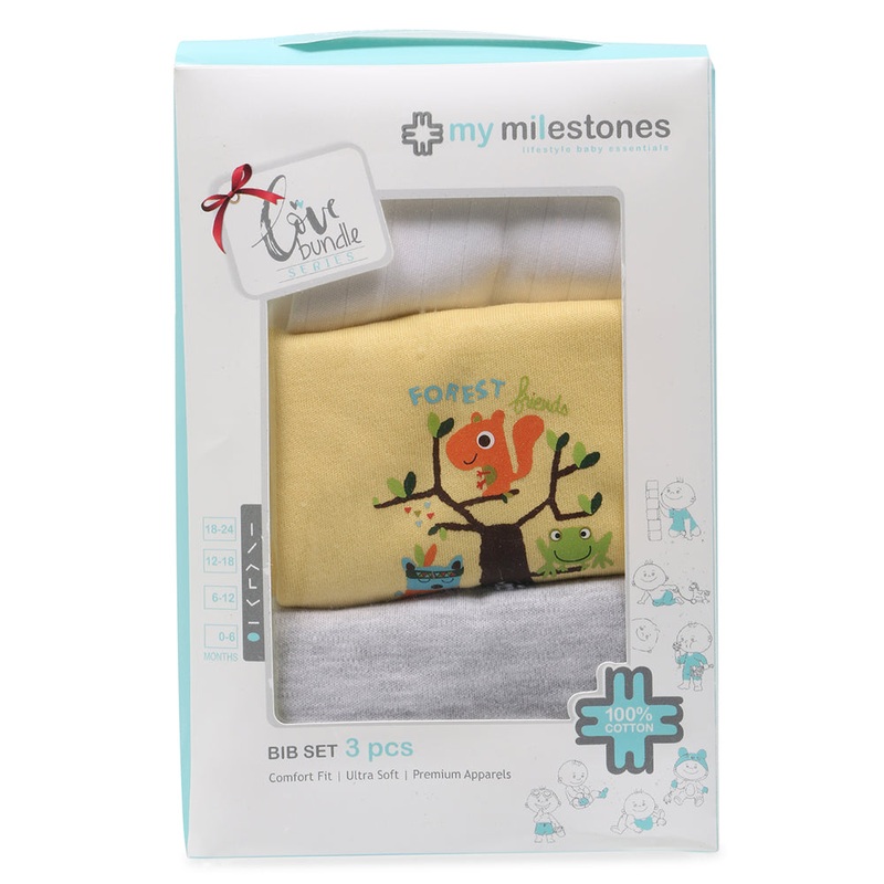 My MilestonesBibs Value Set 3 pcs – Yellow / White / Grey