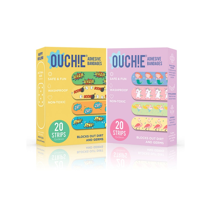 Ouchie Non-Toxic Printed Bandages Combo Set of 2 (40 Pack) – Yellow & Lavender