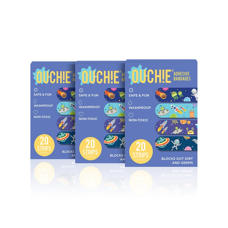 Ouchie Non-Toxic Printed Triple Combo (60 Pack) – 3 x Space Blue