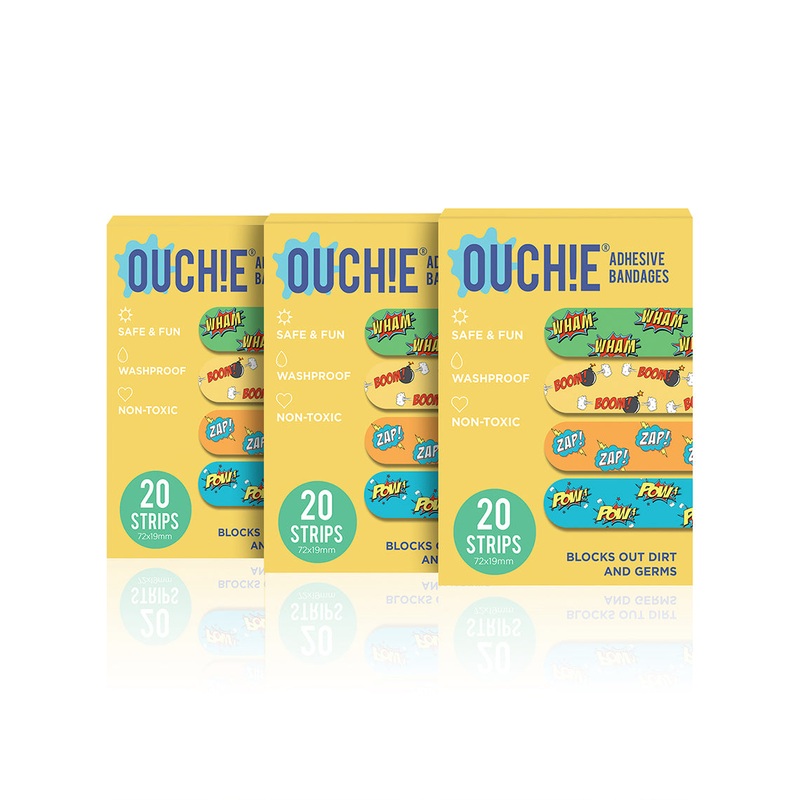Ouchie Non-Toxic Printed Triple Combo (60 Pack) – 3 x Yellow