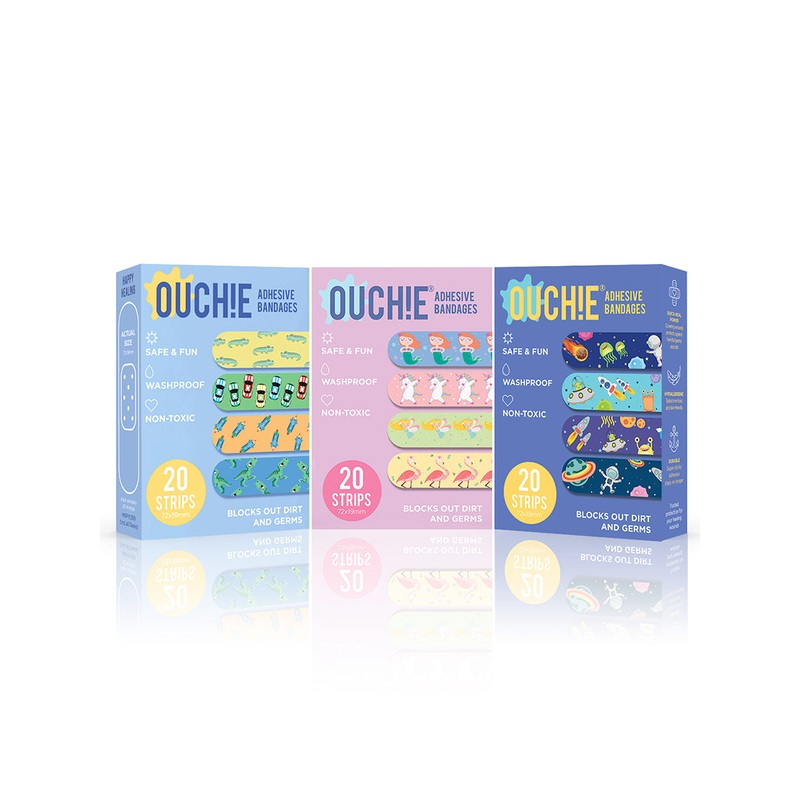 Ouchie Non-Toxic Printed Triple Combo (60 Pack) – Blue, Lavender, Space Blue