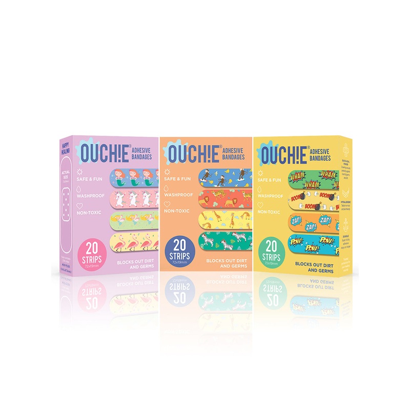 Ouchie Non-Toxic Printed Triple Combo (60 Pack) – Lavender, Orange, Yellow