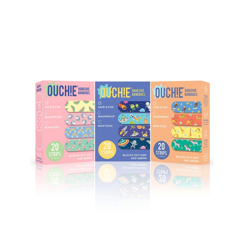Ouchie Non-Toxic Printed Triple Combo (60 Pack) – Pink, Space Blue, Orange