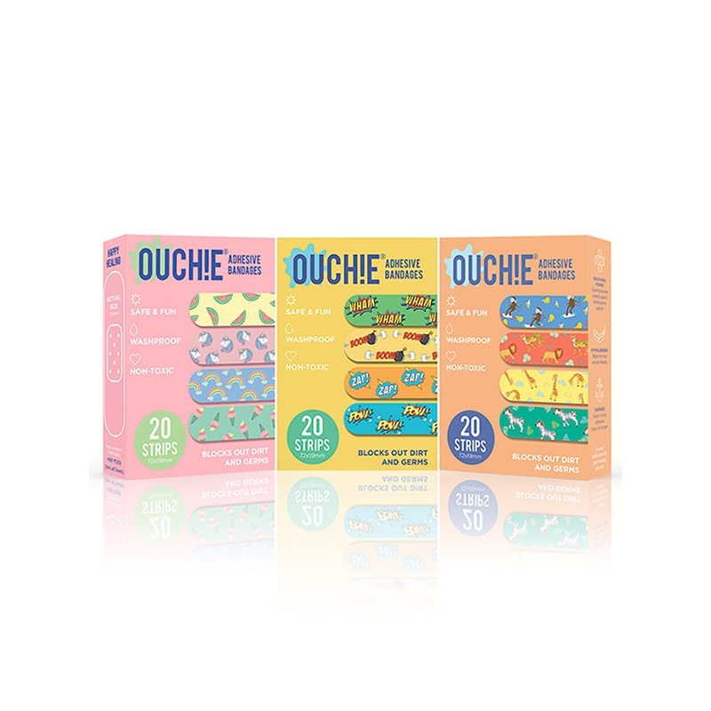 Ouchie Non-Toxic Printed Triple Combo (60 Pack) – Pink, Yellow, Orange