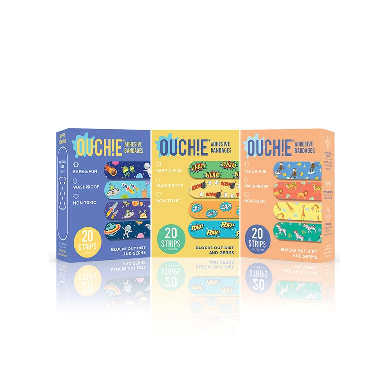Ouchie Non-Toxic Printed Triple Combo (60 Pack) – Space Blue, Yellow, Orange