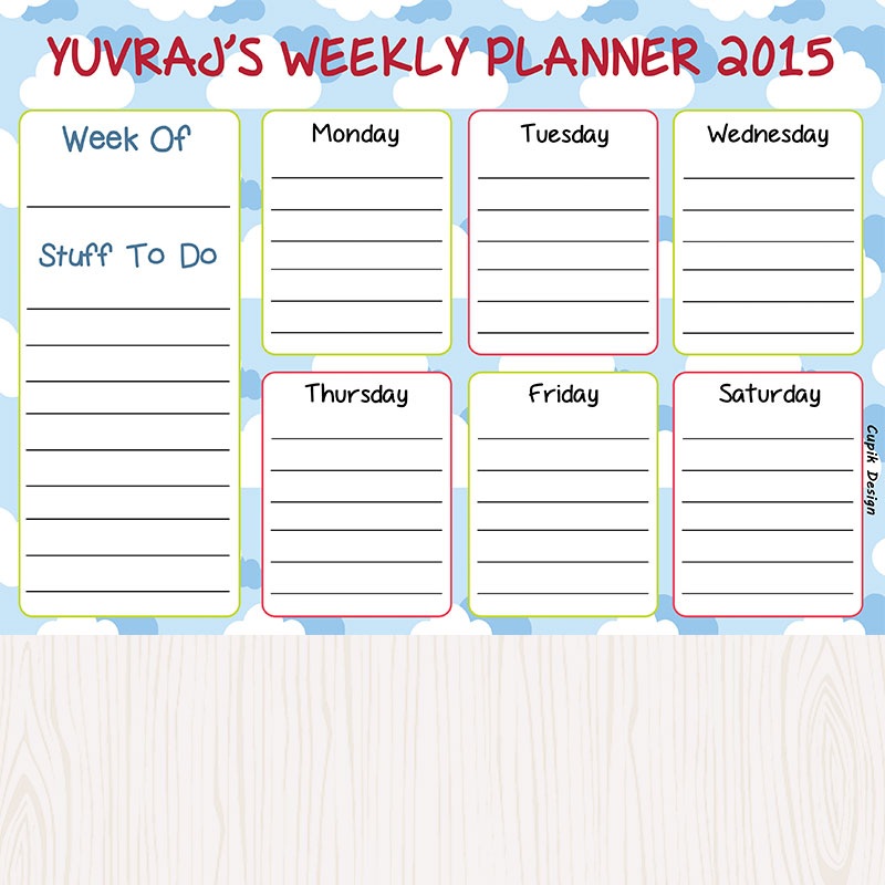 Activity Planner – Happy Clouds, Set of 50