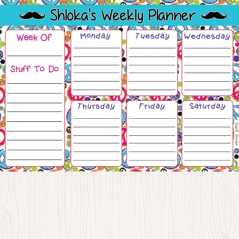 Activity Planner – Moustache, Set of 50