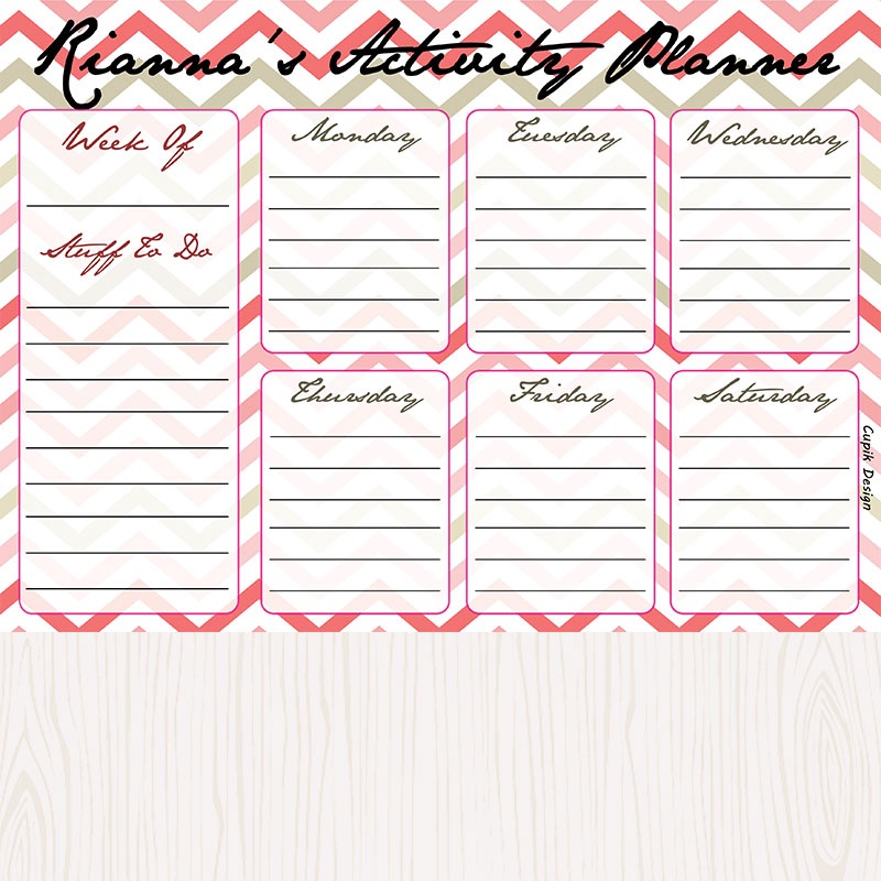 Activity Planner – Peach Chevron, Set of 50