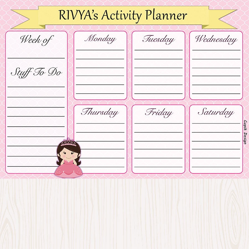 Activity Planner – Pink Princess, Set of 50