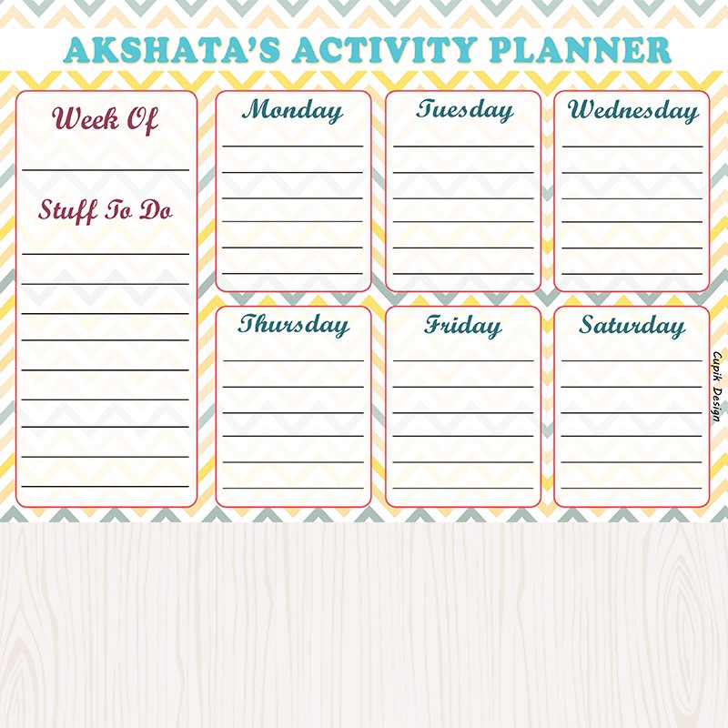 Activity Planner –  Yellow Chevron, Set of 50
