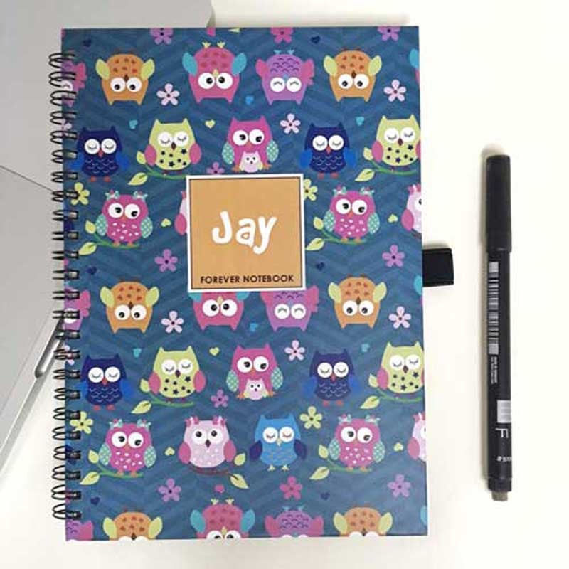 Personalised Forever Reusable Notebook – Owls