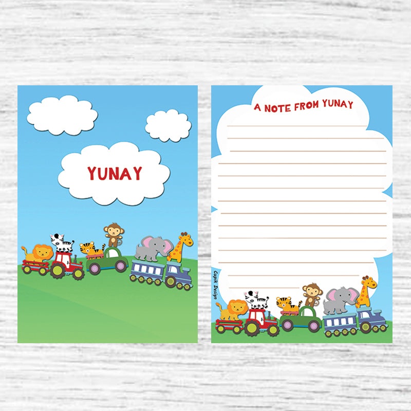 Personalised Letter Pads – Animal Train, Pack of 50 Sheets