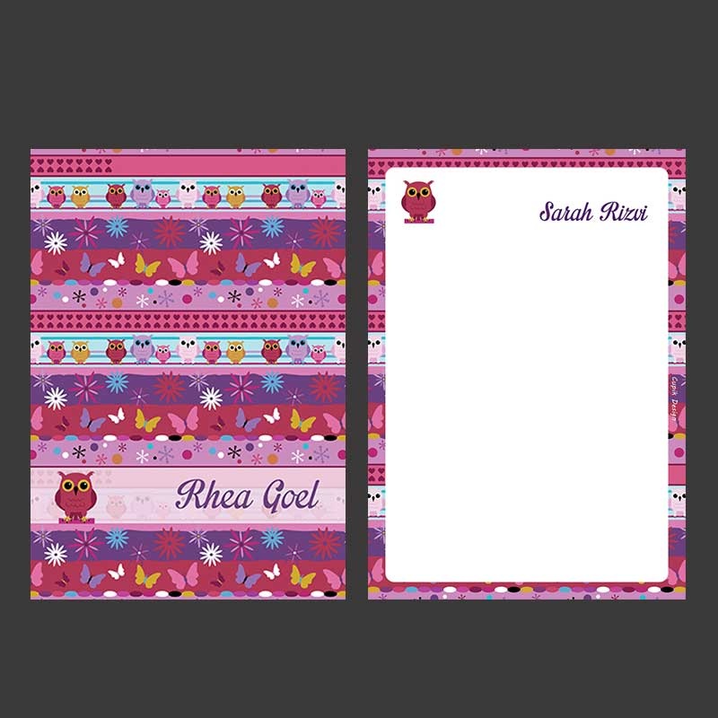 Personalised Letter Pads – Pink Owls, Pack of 50 Sheets