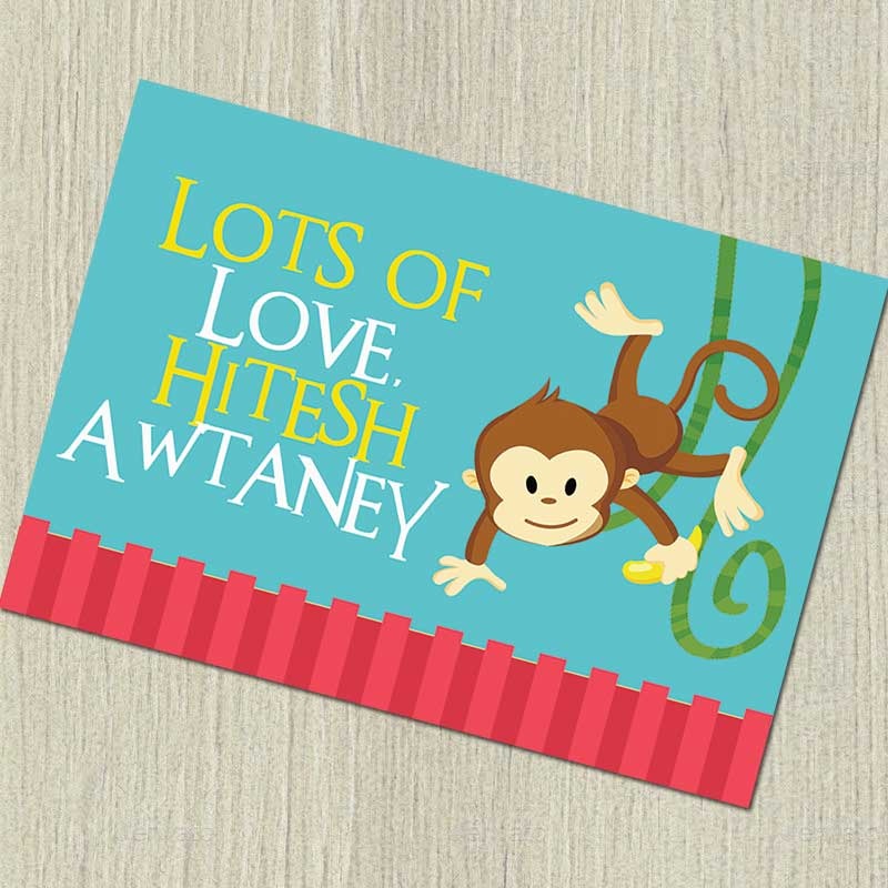 Personalised Notecards –  Monkey, Set of 20