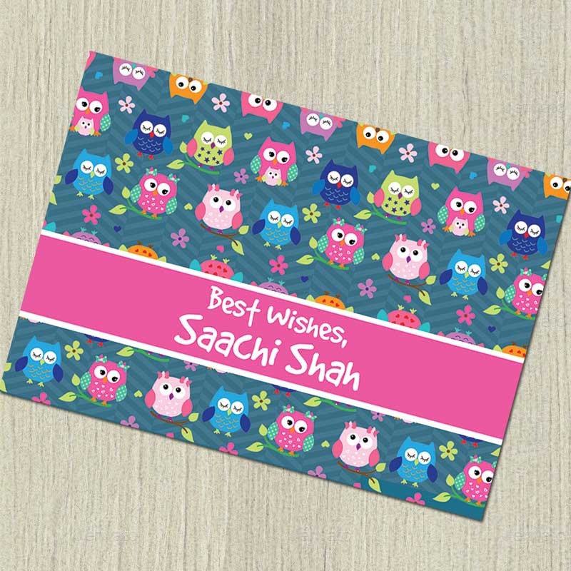 Personalised Notecards – Owls, Set of 20