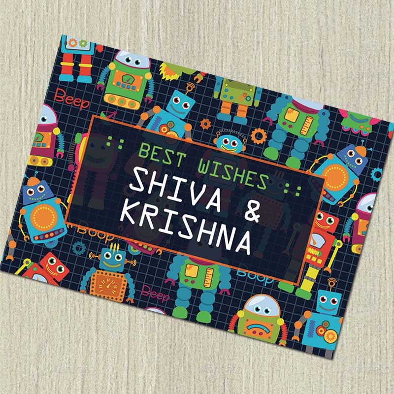 Personalised Notecards – Robots, Set of 20