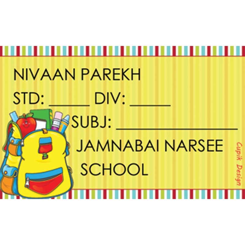 Personalised School Book Labels –  Backpack, Pack of 20