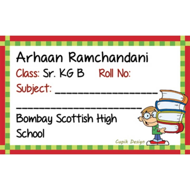 Personalised School Book Labels – Bookworm, Pack of 20