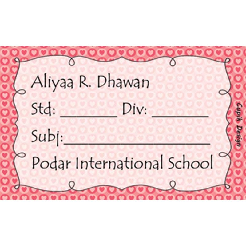 Personalised School Book Labels – Hearts, Pack of 20