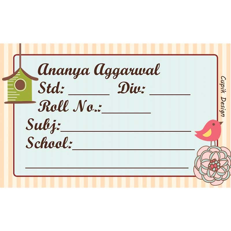 Personalised School Book Labels – Lil Birdy, Pack of 20