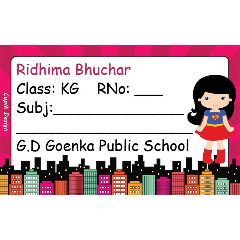 Personalised School Book Labels – Supergirl, Pack of 20