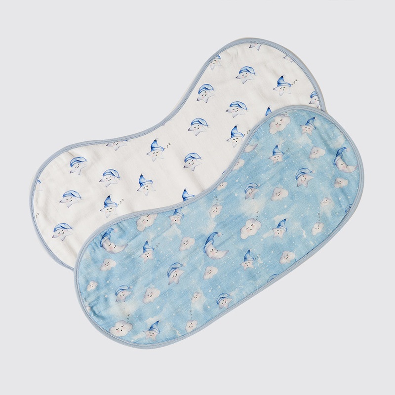 Celestial Organic Burp Cloth/Bib Set- Blue, Pink