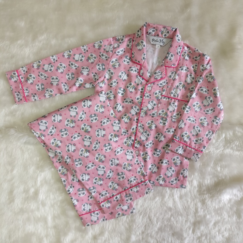 Kid’s Pyjama Set – Baby Pandas on Pink