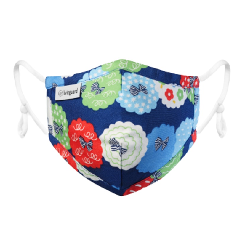 Livinguard Kids STREET Mask – Blue Bow |Anti-Microbial |Destroys 99.9% Coronavirus | Washable & Reusable