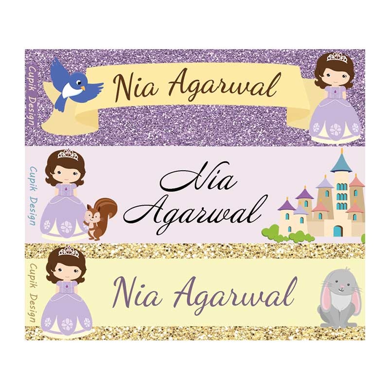 Name Stickers – Purple Princess, Set of 45