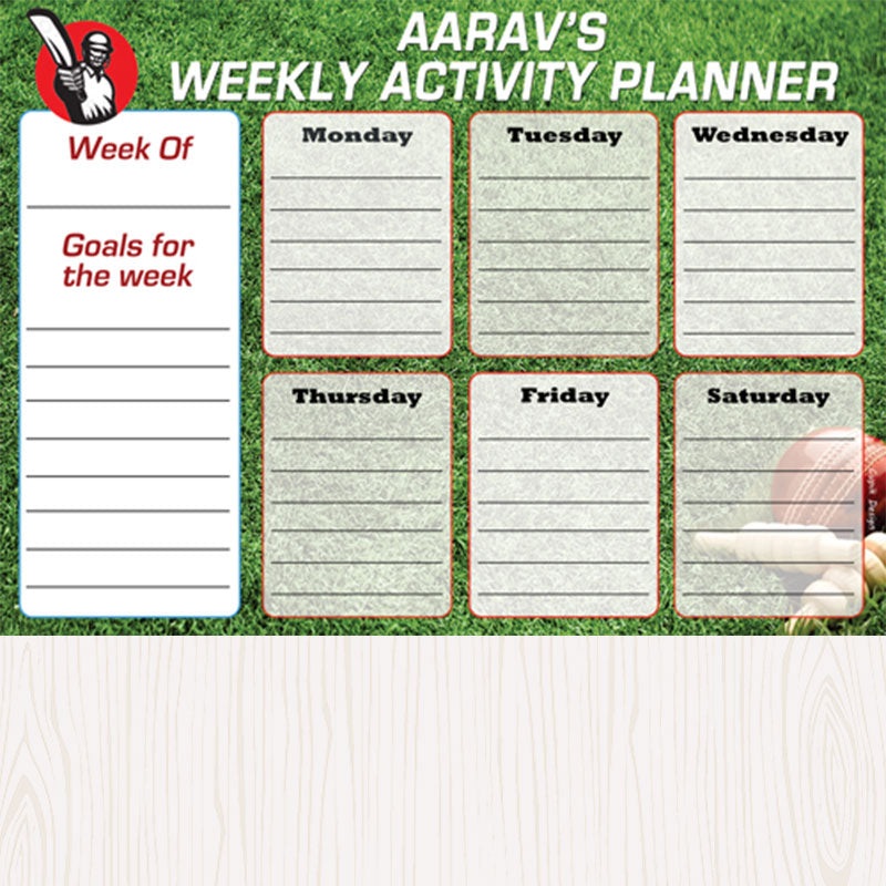 Personalised Activity Planner – Cricket, Set of 50
