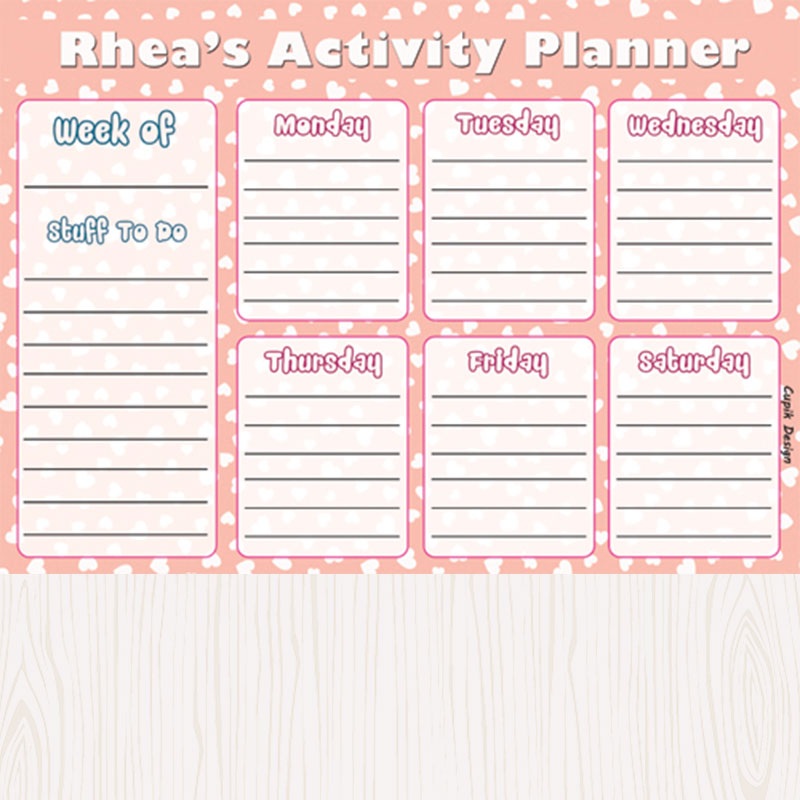 Personalised Activity Planner – Polka Dots, Set of 50