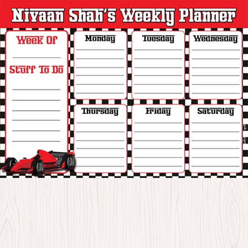 Personalised Activity Planner – Racecar, Set of 50