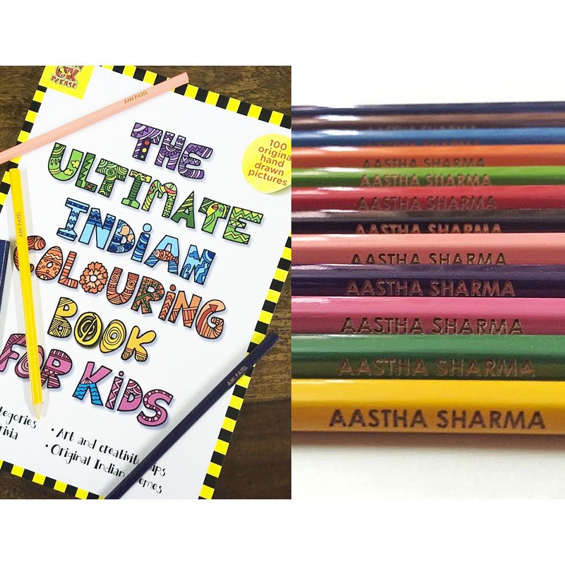 Personalised Colour Pencils with Coloring Book – Pack of 12