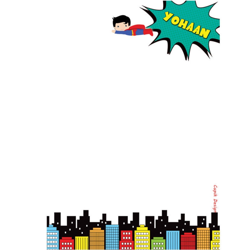 Personalised Note Sheets – Superboy, Set of 50 Sheets