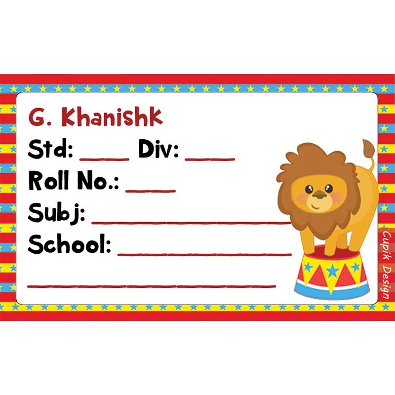 Personalised School Book Labels – Lion, Pack of 20