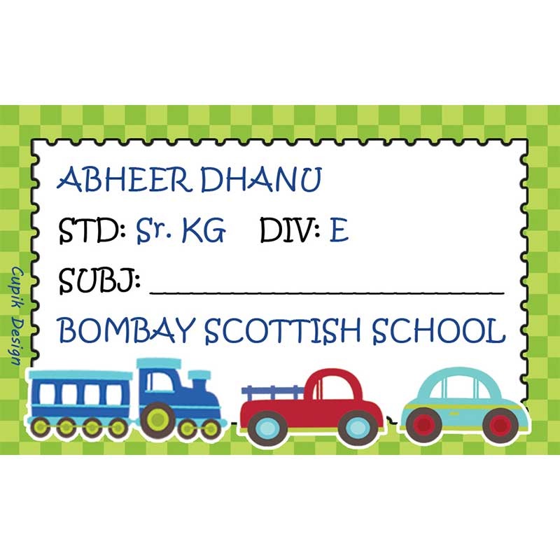 Personalised School Book Labels – Transport, Pack of 20